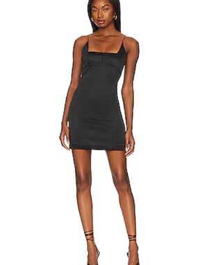bec + bridge Black Satin Mini Dress with Thin Straps